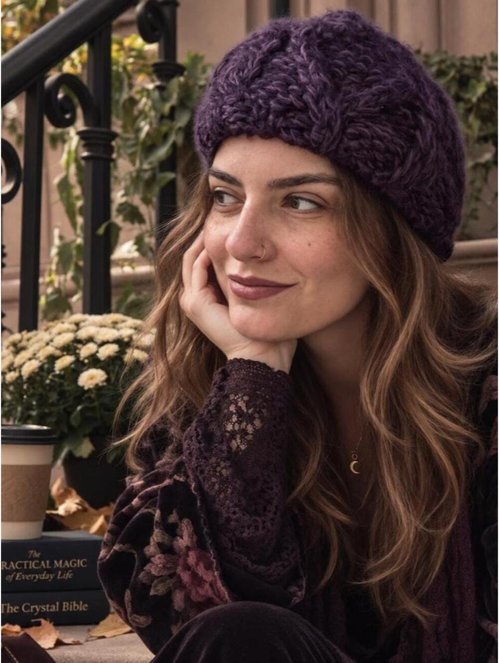 Merona Plum Chunky Cable Knit Beret Whimsigoth